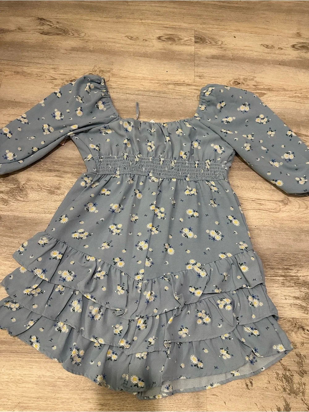 Light Blue Daisy Ruffle Mini Dress
